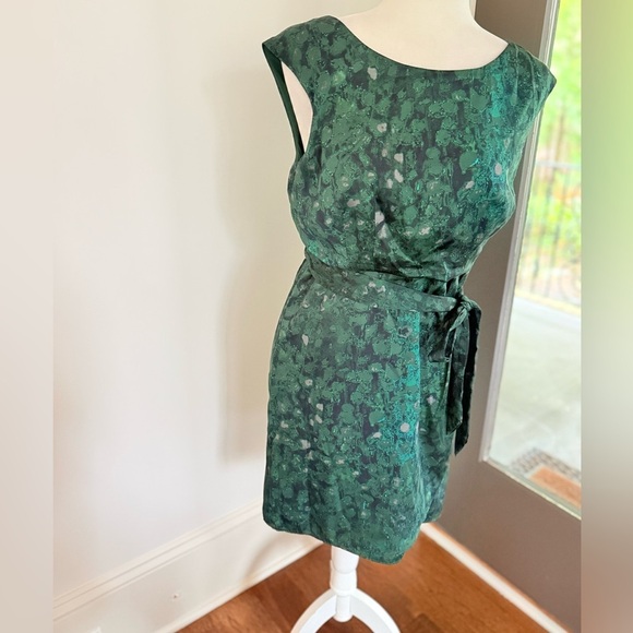 LOFT Emerald Green Sheath Dress 8P β Belted NWT - Picture 4 of 8